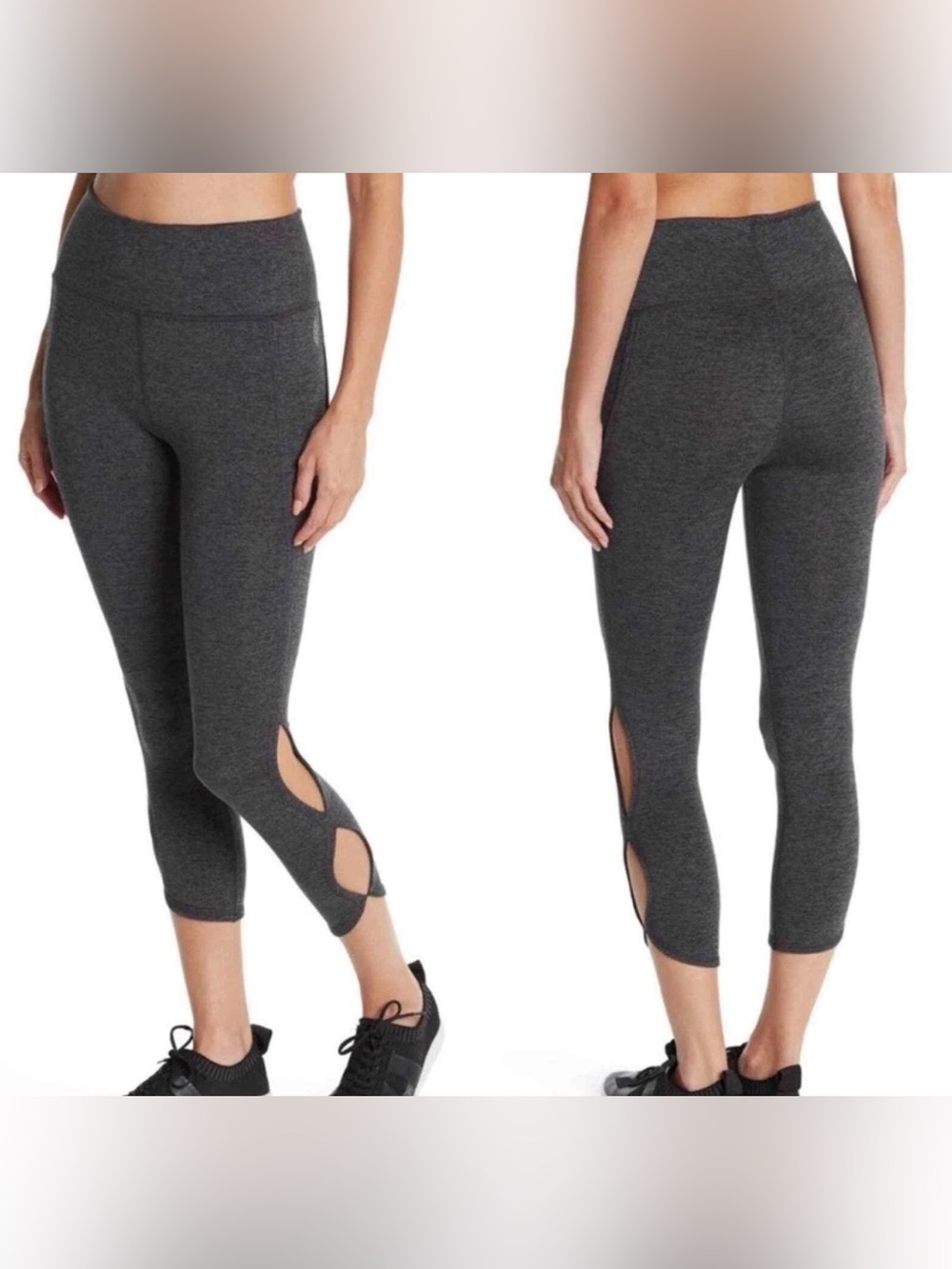 FP Movement by Free People Charcoal Gray High-Waist Cutout Capri Leggings